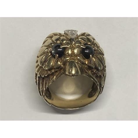 Elvis Presley Owned And Worn Kt Gold Owl Shaped Ring Inset In