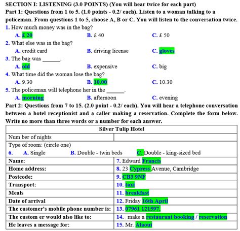 Listening Test 1 Level A2 B1 Develop Listening Skills