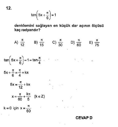 trigonometri çözümlü test soruları 12