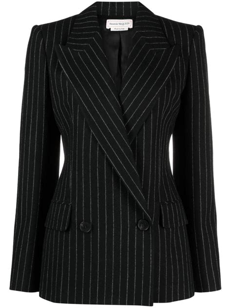 Alexander Mcqueen Striped Double Breasted Blazer Farfetch