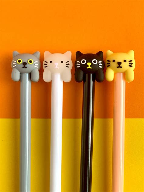 Cat Pen Gel Pen Black Ink Cats T Ginger Cat Black Etsy Uk