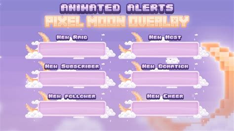 Animated Pixel Moon Overlay Cute Celestial Twitch Package Dream Stars And Moon Stream Overlay