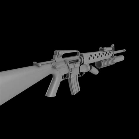 3d M16a2 M203 Grenade Launcher Model