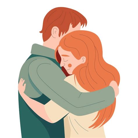 Premium Vector Man And Woman Hugging Cute Longawaited Meeting Of Two People