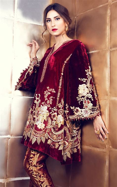 Maroon Velvet Suit With Pakistani Pant Velvet Dress Designs Fancy Dresses Indian Dresses