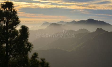 beautiful sunset summit  gran canaria stock image image