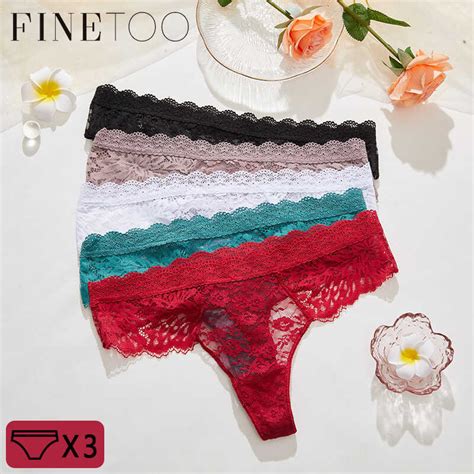 Finetoo Pcs Set Floral Lace Thongs Sexy T Backs Hot Summer Panties For