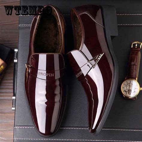 Buy Fashion Mens Pointed Toe Dress Shoes Patent Leather Oxfords Full Brogue Lace Up Men Formal