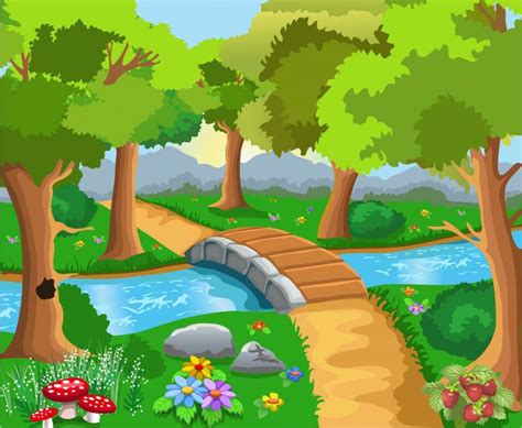 Cute cartoon landscape vector Free Vector / 4Vector