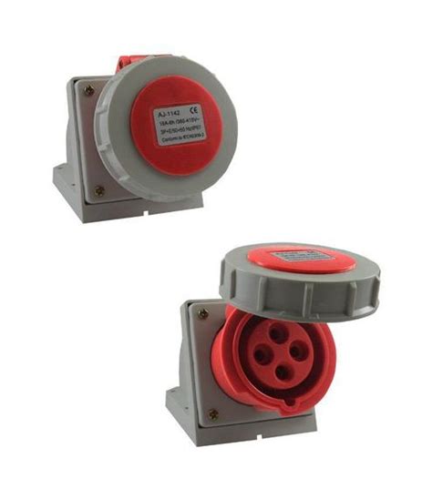 Tomada Industrial De Sobrepor Parede 380V Vermelho SIBRATEC