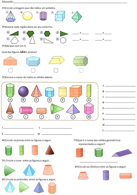 Atividades Educativas S Lidos Geom Tricos Matem Tica Ano Artofit