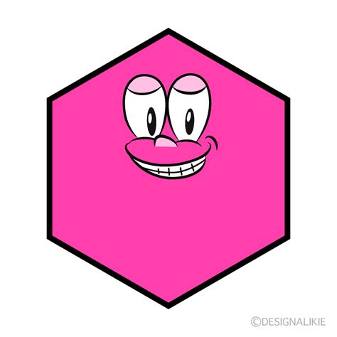 Free Grinning Hexagon Cartoon Character Clipart Charatoon