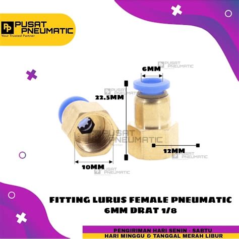 Jual Fitting Lurus Female Pneumatic Selang Mm Drat Shopee Indonesia