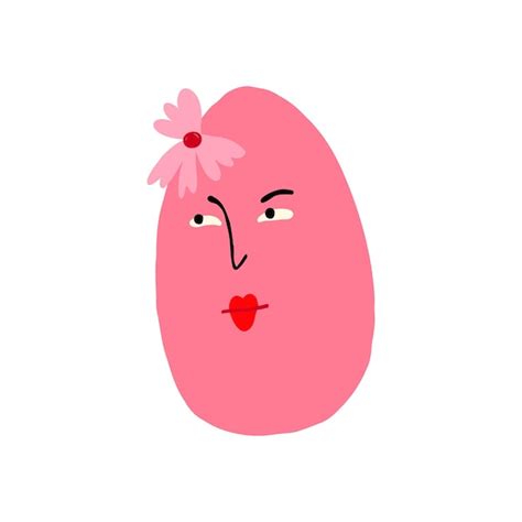 Premium Vector Adorable Strange Pink Egg With Face Cute Quirky Comic