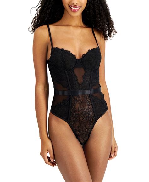 Inc International Concepts Womens Lace Cutout Lingerie Bodysuit Created For Macys Macys