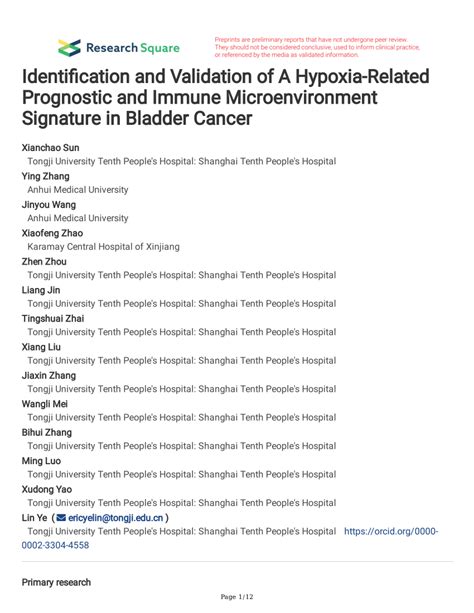 PDF Identification And Validation Of A Hypoxia Related Prognostic And