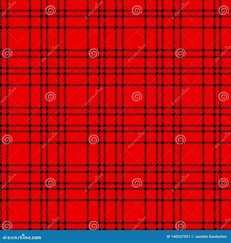 Minimal Monochrome Black Red Seamless Tartan Check Plaid Pixel Pattern