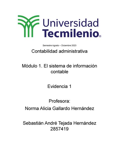 Evidencia Contabilidad Administrativa Semestre Agosto Diciembre