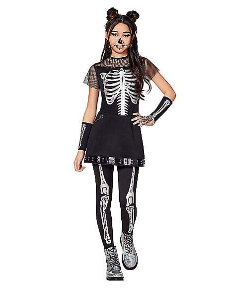 Kids Silver Skeleton Dress Costume - Spirithalloween.com