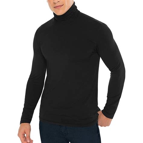 Mens Mock Turtleneck T Shirt Solid Long Sleeve Pullover Basic Undershirt Tops Us Ebay