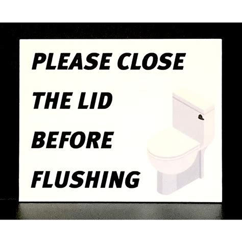 Please Close The Lid Before Flushing Signage 100mm X 80mm Restroom