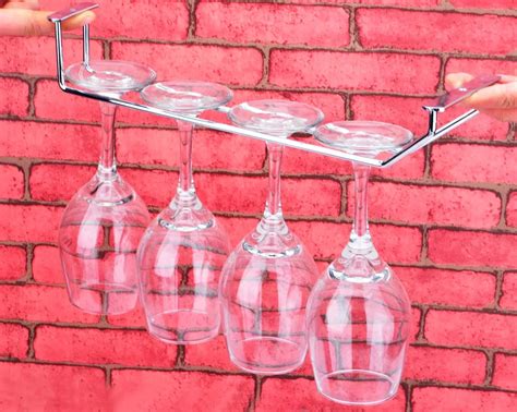 34cm Single Row Of Steel Frame Hanging Cup Wine Rack European Cup Frame Hanging Upside Down Wine