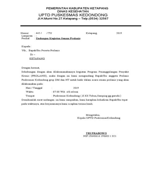 Undangan Prolanis Word Pdf