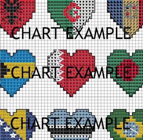 The Cross Stitch Pattern Is Designed To Look Like Hearts With Different