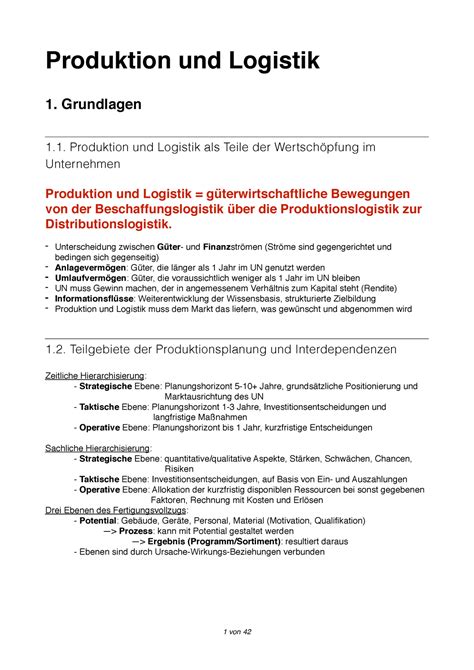 Produktion Und Logistik Grundlagen 1 Produktion Und Logistik Als