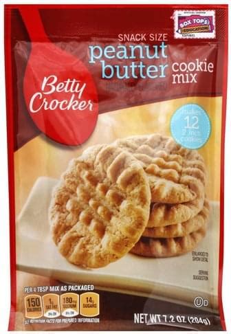 Betty Crocker Peanut Butter Snack Size Cookie Mix 7 2 Oz Nutrition