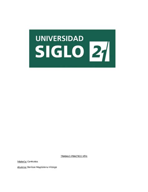 Trabajo Practico N Trabajo Practico N Materia Contratos Alumna