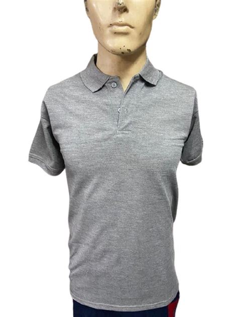 Grey Melange Half Sleeve Mens Matty Collar T Shirt Size Dimension