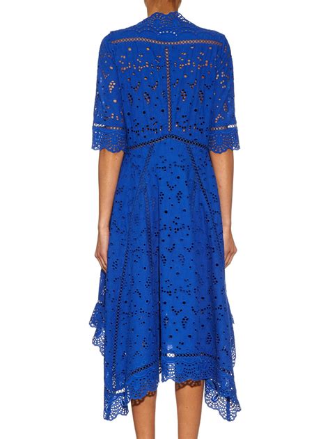 Lyst Zimmermann Hyper Eyelet Broderie Anglaise Dress In Blue