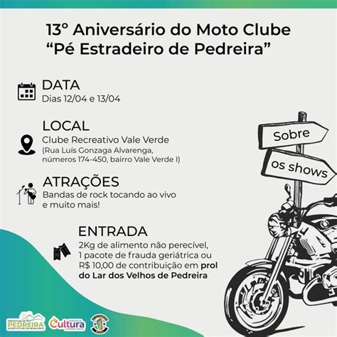 Moto Clube Pé Estradeiro de Pedreira celebra seu 13º Aniversário