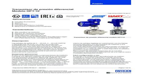 Transmisor de presión diferencial Modelo DPT 10Hoja técnica WIKA PE 86