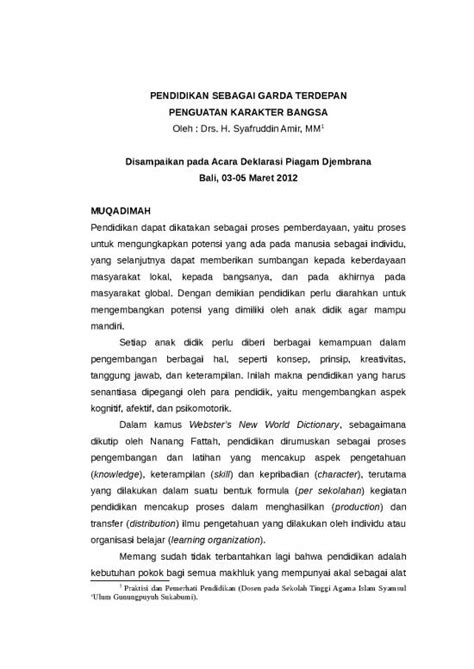 File Makalah Pendidikan Karakter Pendidikan Sebagai Garda Terdepan