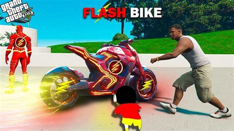 Franklin Stealing Flash Mans Super Flash Bike In Gta Shinchan In