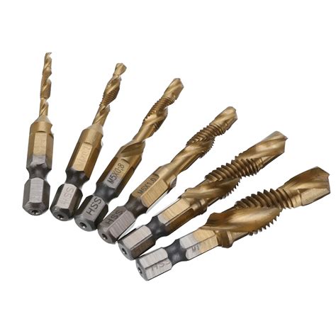 6Pcs Drill Tap Bits Tap Drill Bits Set High Speed Steel Hex Shank ...