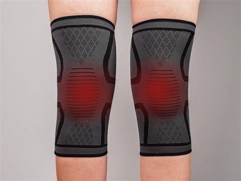 Premium Photo Support Bandage On Knees Orthopedic Braces Closeup For