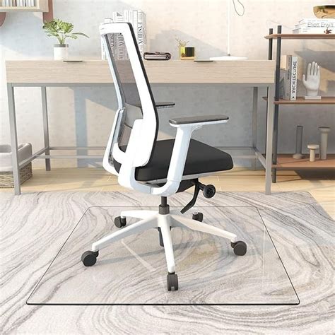 Natsukage Glass Chair Mat 36" x 36" 1/6" Thick Tempered Glass Office ...