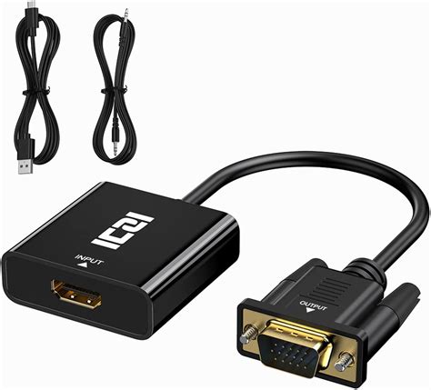 Iczi Adaptateur Hdmi Vers Vga Avec Audio Et Vid O Simultan Ment C Ble