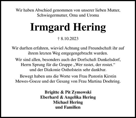 Traueranzeigen Von Irmgard Hering Trauer Anzeigen De