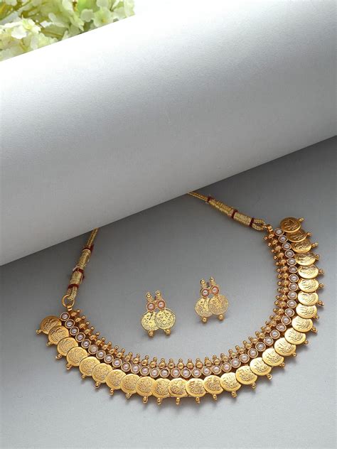 Buy ZENEME Gold Plated Pearl Studded Intricate Textured Details Temple