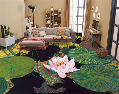 3d Lotus Leaf Pattern 9691 Allan P Friedlander Floor Mural Wallpaper