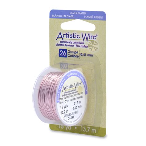 Artistic Wire 26ga Silver Plated Rose Gold 15 Yards