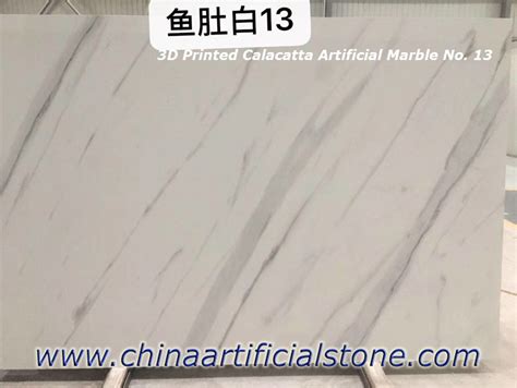 China 3D Printed Calacatta White Artificial Marble Slabs Factory 3D