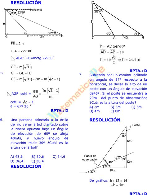 Ángulos Verticales Ejercicios Resueltos Pdf