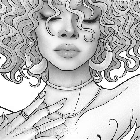 Printable Coloring Page Fantasy Character Black Girl Etsy