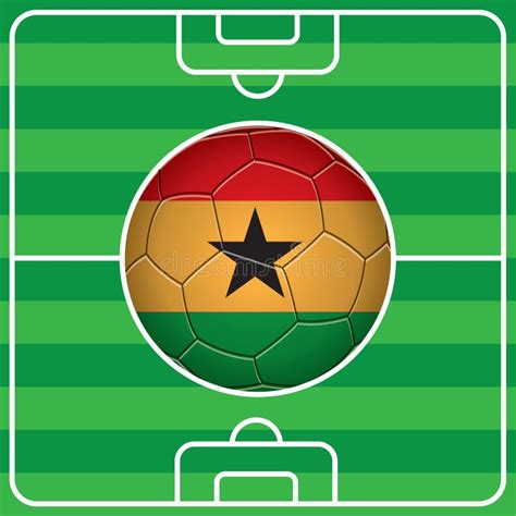 Soccer Ball With Ghana Flag On Field Vector Illustration Decorative