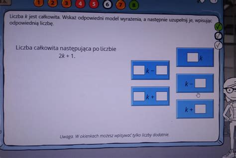 Liczba k jest całkowita Wskaż odpowiedni model wyrażenia a następnie